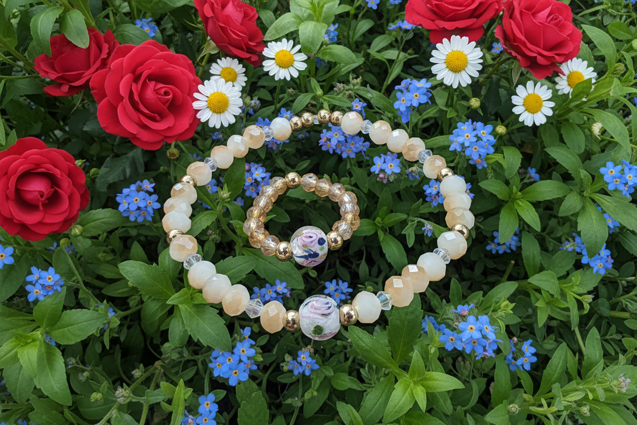 White Bloom Bracelet & Ring Setb