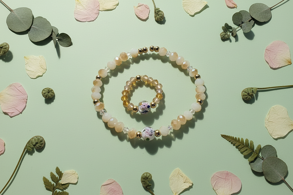 White Bloom Bracelet & Ring Setb