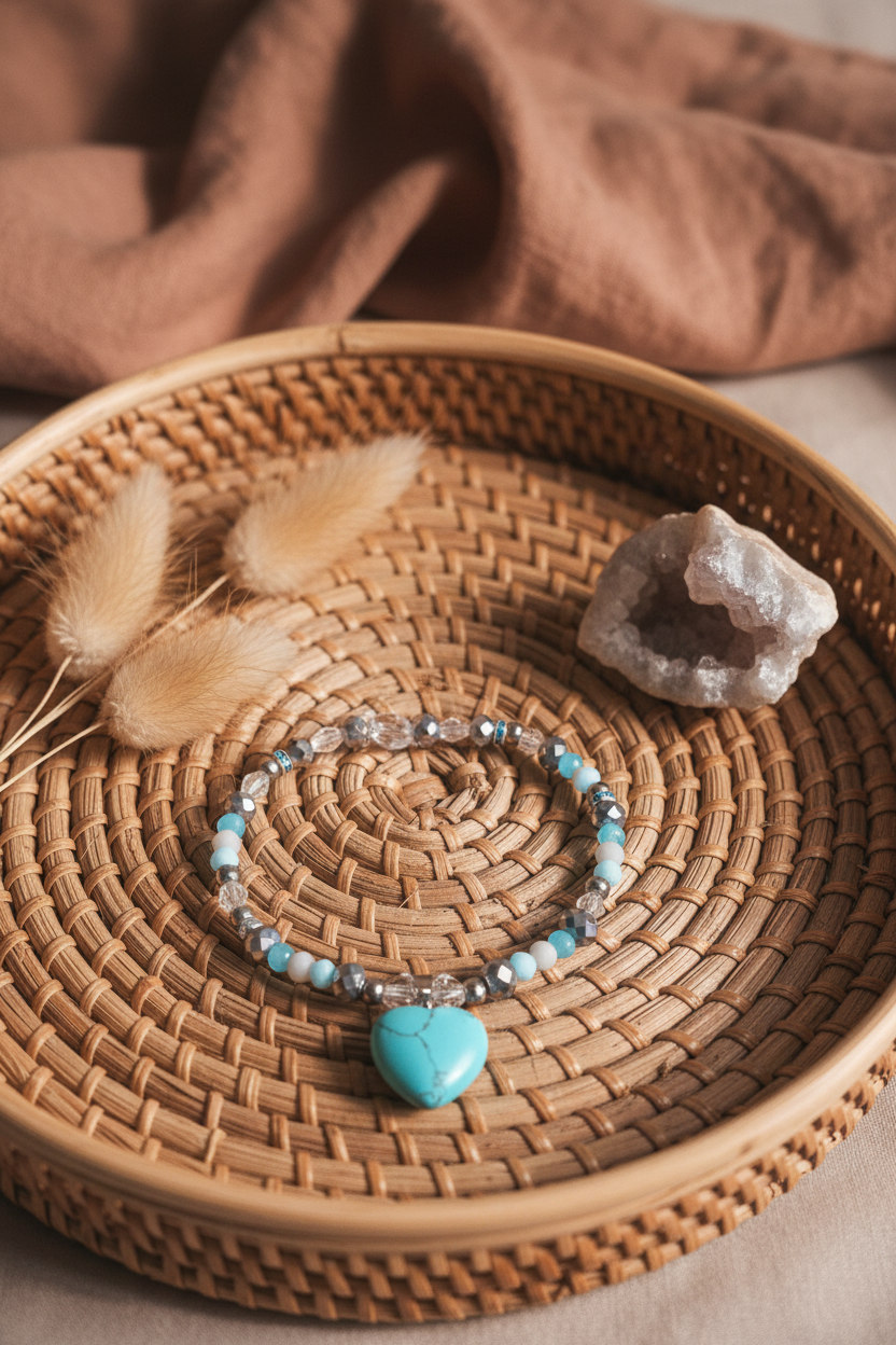 Turquoise Heart Pendant Bracelet