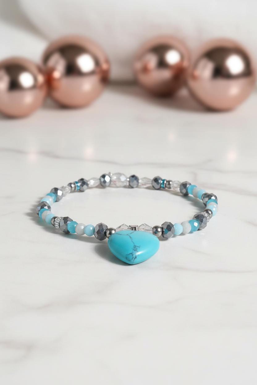 Turquoise Heart Pendant Bracelet