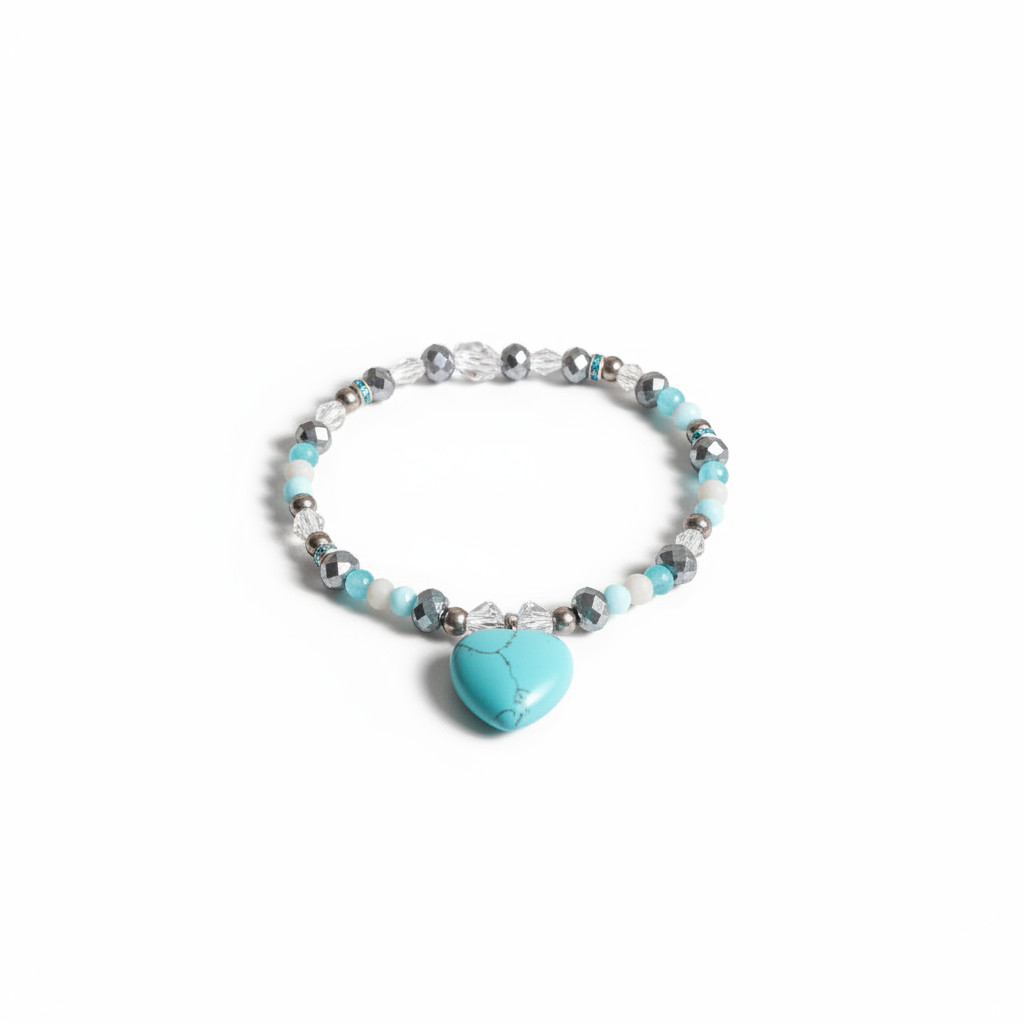 Turquoise Heart Pendant Bracelet